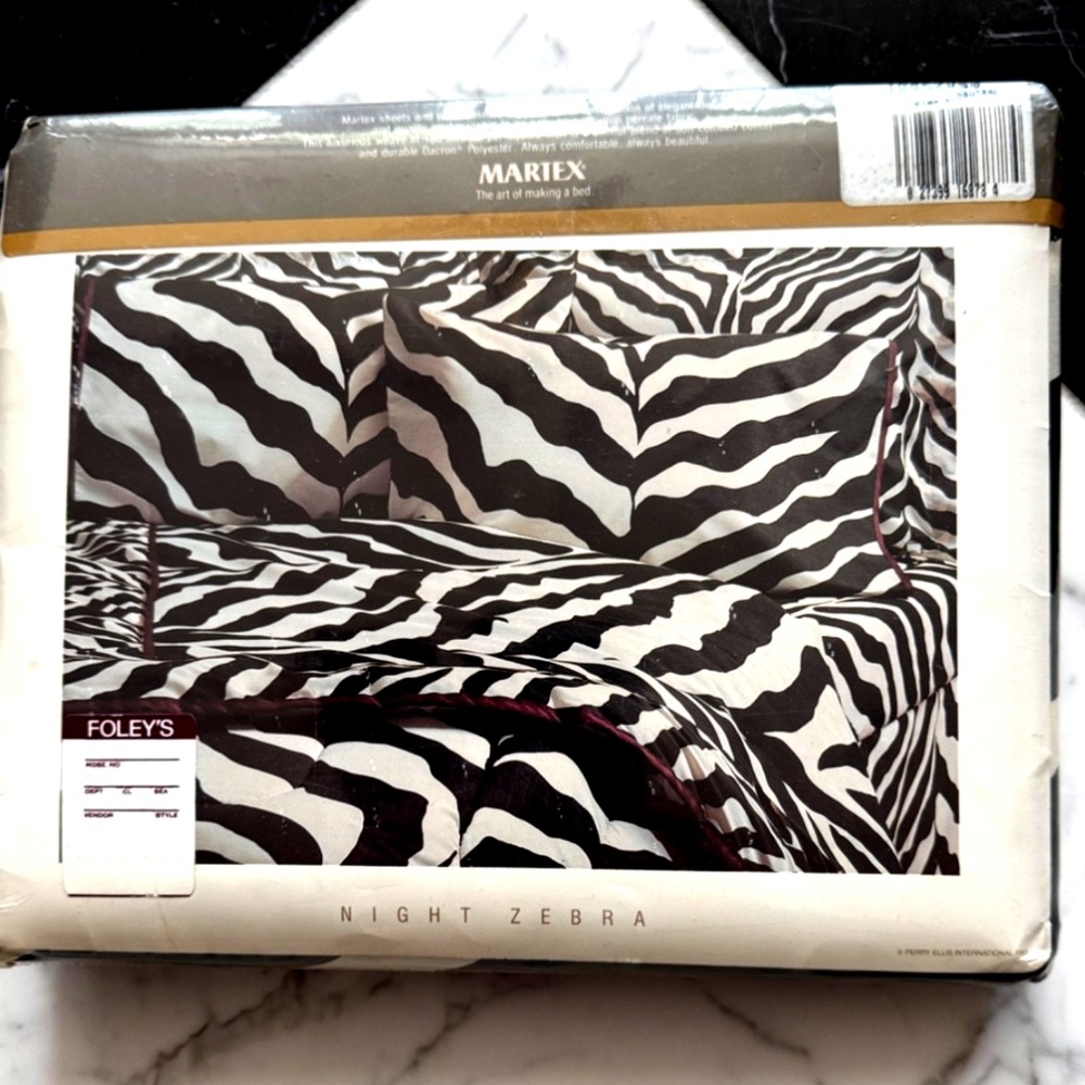 Martex Night Zebra Vintage Perry Ellis KING Flat Sheet NOS NWT LAST ONE! - Picture 3 of 6